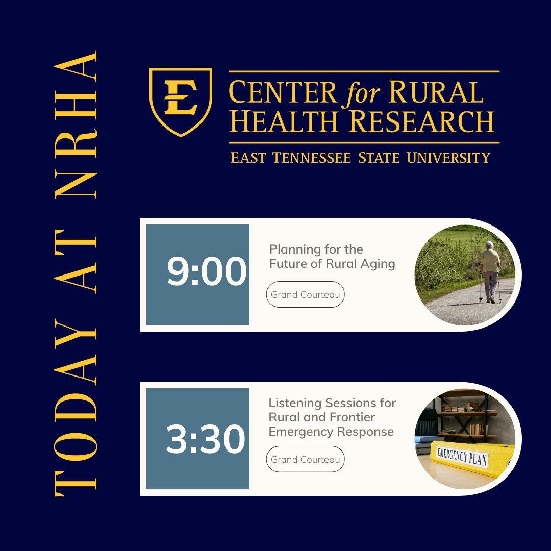 Check out our sessions on rural aging and rural & frontier emergency response today at the NRHA Annual Rural Health Conference in New Orleans. #RuralHealth