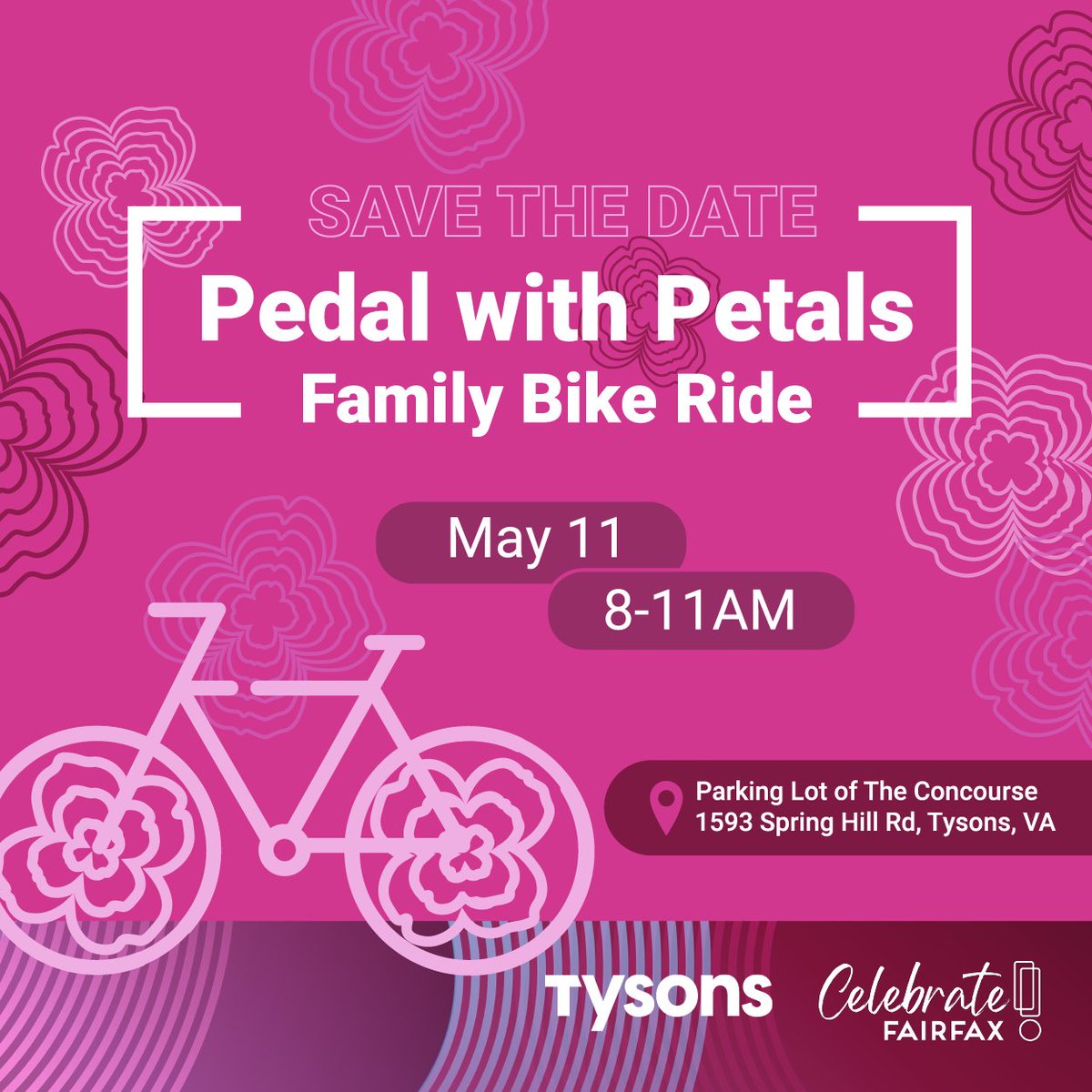 Fairfax County Government 🇺🇸 (@fairfaxcounty) on Twitter photo 🚴🌺 Join us on Saturday, May 11th, as we ride into spring at the <a href="/tysons_va/">Tysons Community Alliance</a>’s second annual Pedal with Petals Family Bike Ride. This year’s event will feature both an advanced ride, as well as a family loop.
Register here: bit.ly/49oQcWS?utm_so… 🚴🌺 Join us on Saturday, May 11th, as we ride into spring at the <a href="/tysons_va/">Tysons Community Alliance</a>’s second annual Pedal with Petals Family Bike Ride. This year’s event will feature both an advanced ride, as well as a family loop.
Register here: bit.ly/49oQcWS?utm_so…