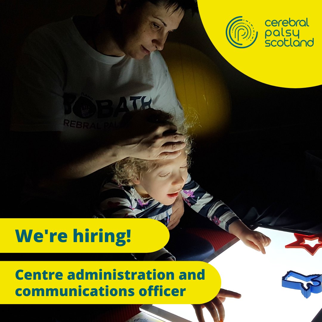 Come and join our team 🤩 We're looking for a Centre administration and communications officer to join the team at Cerebral Palsy Scotland. For more info and to apply see our website: cerebralpalsyscotland.org.uk/centre-adminis…