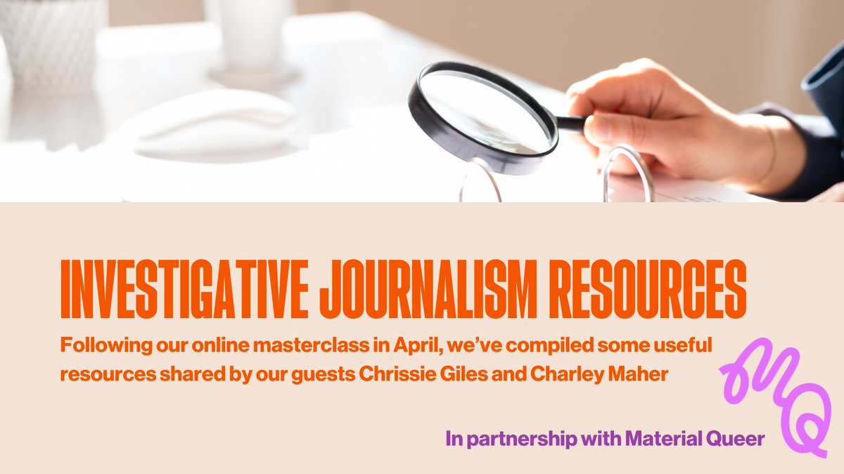 Following our investigative journalism masterclass back in April, we've put together some useful resources kindly shared by our guests @christinagiles and @CharMaher. 🔎 drive.google.com/file/d/10Qmucg… @materialqueer | @ShirishMM | @damianKerlin
