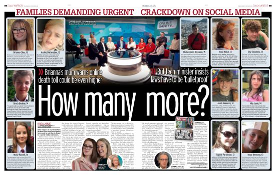 Bereaved families are demanding an urgent crackdown on social media firms, as they ask: How many more young lives will be lost before action is taken? Full story: mirror.co.uk/news/politics/…