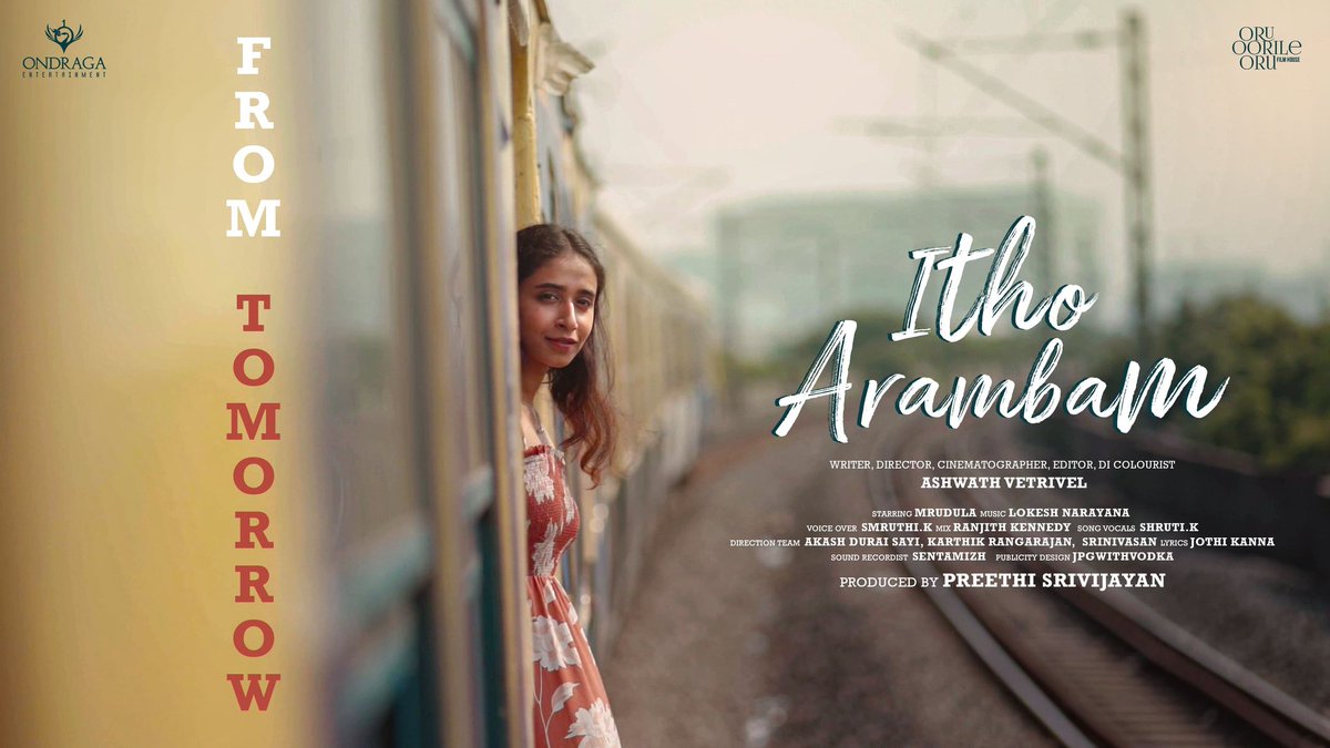 Presenting you #IdhoArambam🚃 Our next short film by #AshwathVetrivel 🎞️ Releasing tomorrow @OndragaEnt @Preethisrivijay
