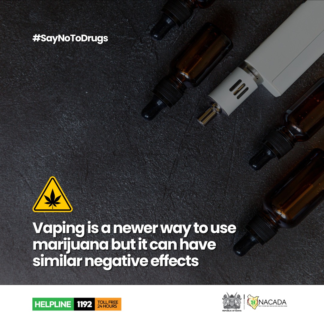 Vaping is a newer way to use marijuana but it can have similar negative effects on the lungs and the rest of the body as using other kinds of e-cigarettes #SayNoToDrugs #HealthyNation