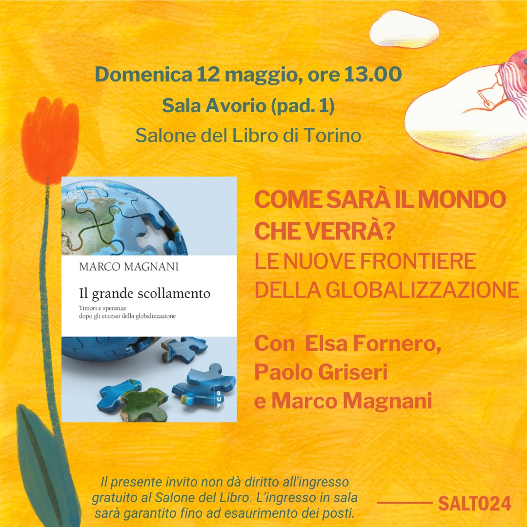 Come sarà il mondo che verrà?
Ne parlo con <a href="/elsafornero/">Elsa Fornero</a> <a href="/unito/">Università di Torino</a> e <a href="/paologriseri/">paolo griseri</a> <a href="/LaStampa/">La Stampa</a> <a href="/SalonedelLibro/">Salone Libro Torino</a> domenica 12 maggio ore 13 #IlGrandeScollamento #Bocconi Univ Press <a href="/egeaonline/">Egea</a> #SaloneDelLibro #Torino #globalizzazione #scollamento #reshoring 
LINK amzn.eu/d/3NnyfzD