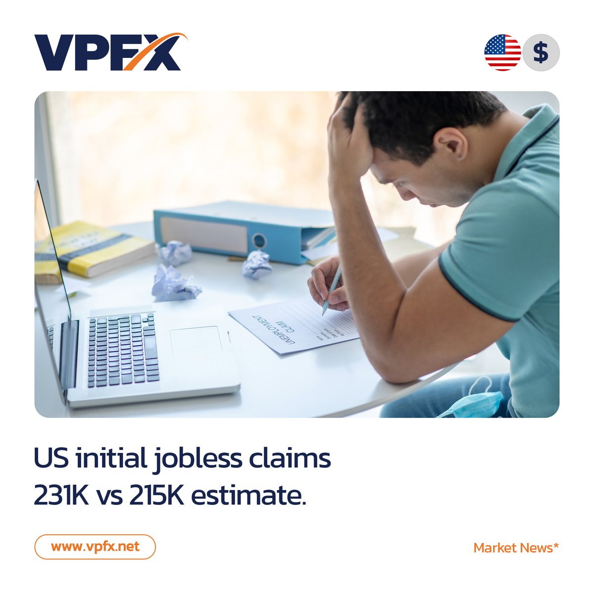 Initial Jobless Claims measures the number of individuals who filed for unemployment insurance for the first time during the past week. #vpfx #usa🇺🇸 #jobless #claims #forexbroker #forexmarket #forexnews