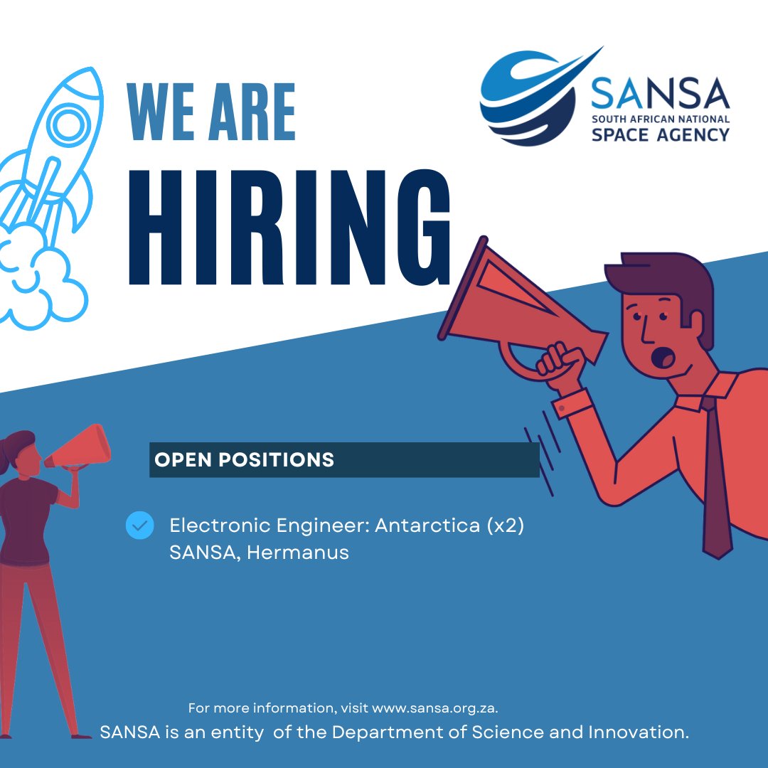 Are you an electronics engineer looking for an adventure of a lifetime? SANSA has an exciting opportunity for two electronics engineers to be based in Antarctica at SANEA IV. 👉 shorturl.at/abez8