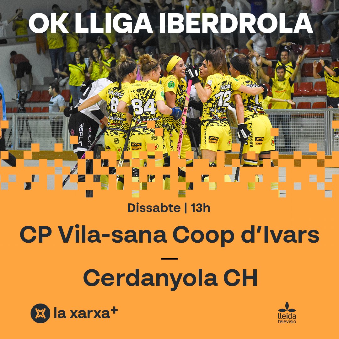 🔜 Demà tenim cita amb el millor #hoqueipatins! 🏆 #OKLigaIberdrola ⏰ 13h 🏑 @hoquei_vilasana 🆚 @cerdanyolach 🤝 Amb @LleidaTV ❤ Duel a l'elit femenina! 📺💻📱📡 A @laxarxames! #okcat