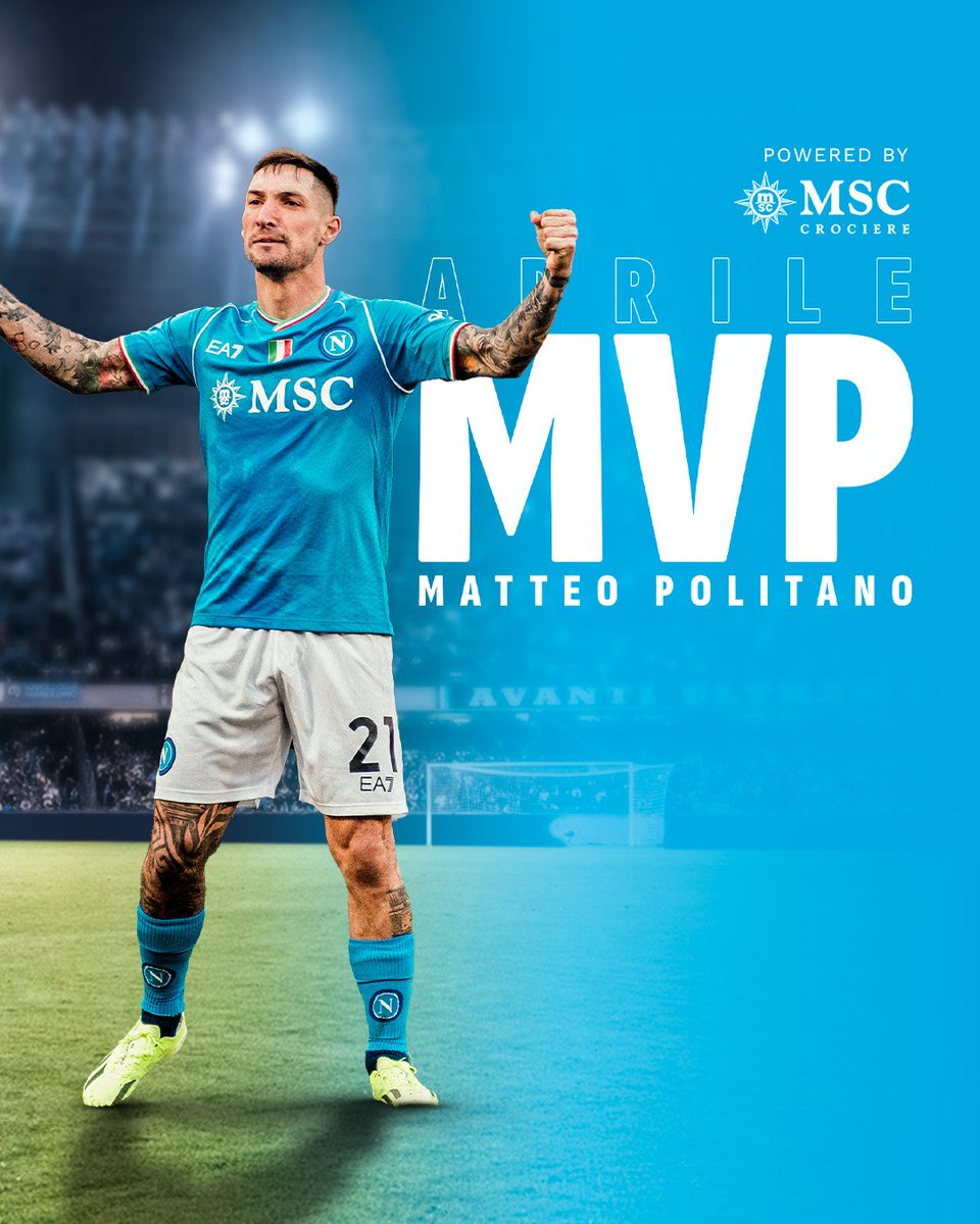 🎖 MVP for April powered by @MSC_Crociere

📲 Matteo came out on top in the voting! Congratulations! 🎉
👉 Read more: sscnapoli.it/en/politano-vi…

💙 #ForzaNapoliSempre