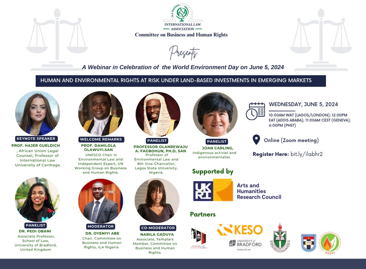 #WorldEnvironmentDay Please join us for enlightening conversations around land-based investments in Africa as we celebrate World Environment Day. Register here: bit.ly/ilabhr2 📅: June 5, 2024 ⏲: 10:00 am(WAT); 11:00am(CEST); 6:00pm(PHST) 📢 Keynote Speaker: Prof.…