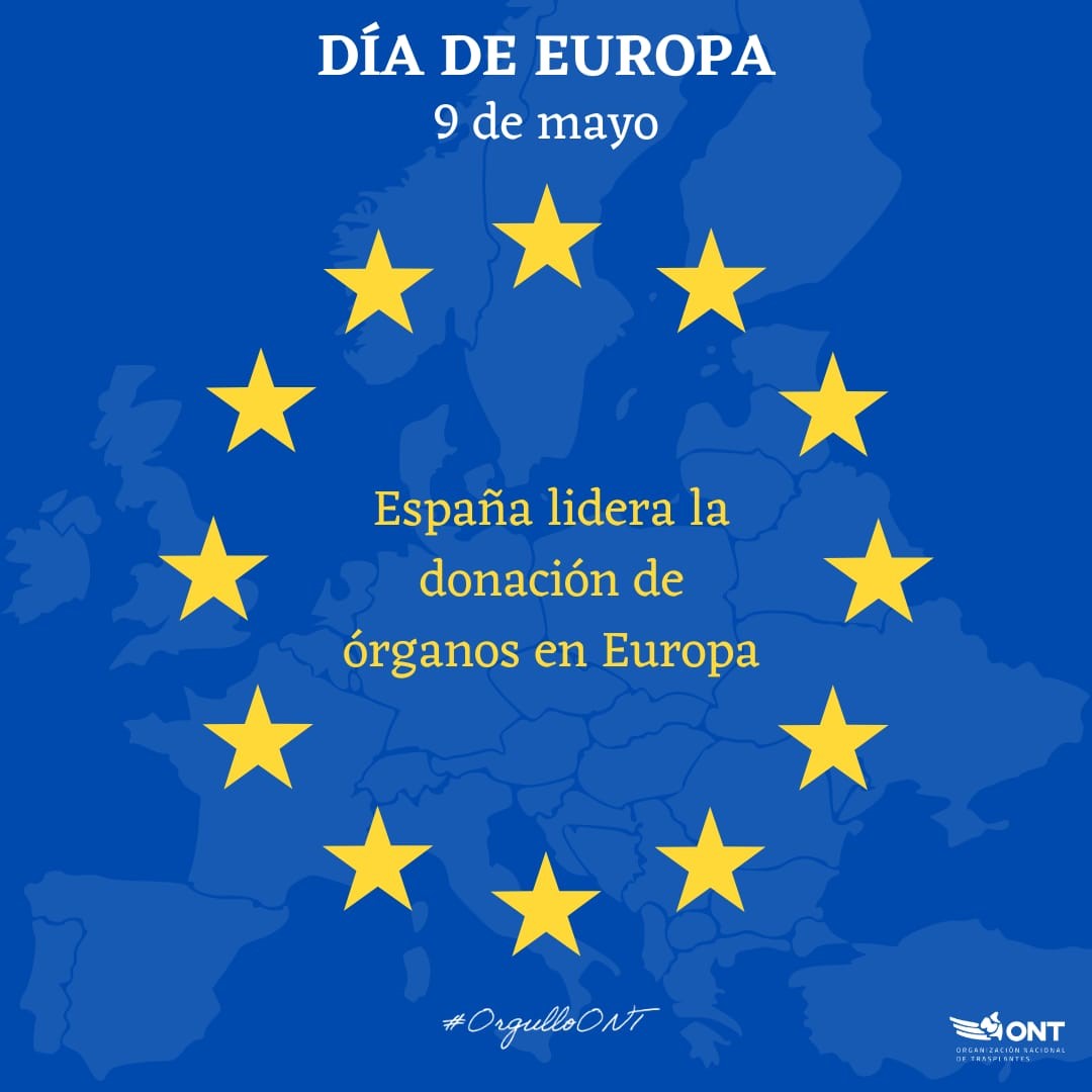 🇪🇺 En el #DiadeEuropa, ¿sabías que #España 🇪🇸 es líder en #donación de órganos? Nuestro país aporta el 19% de los #donantes de la Unión Europea, a pesar de que solo representa el 9% de la población, gracias a la solidaridad de la ciudadanía. ¡Feliz día, #Europa! #OrgulloONT💙