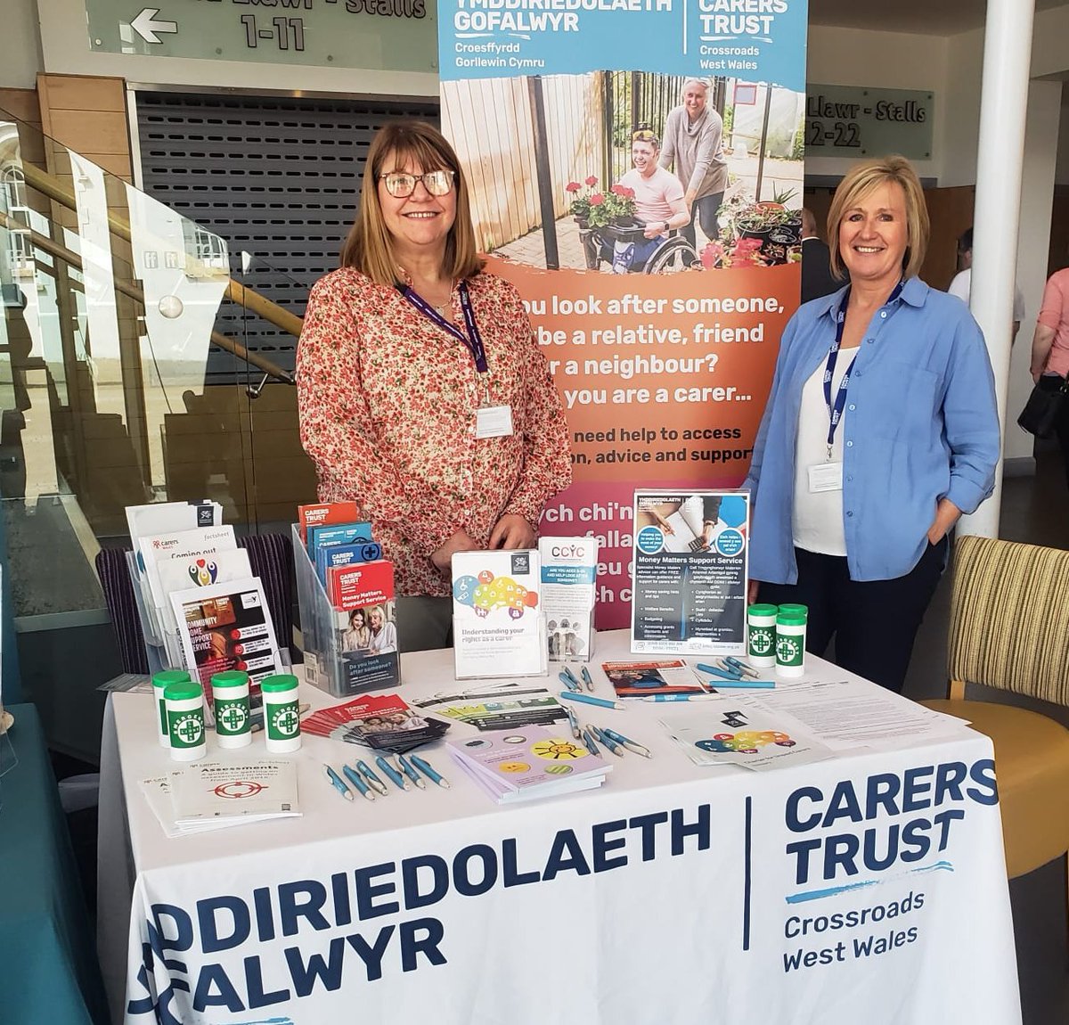 Today, our Carers Support Service Manager Cathy and Welfare Benefits Advisor Julie are at the 'Working Together to Support the Carers Agenda' event organised by <a href="/CarmsCouncil/">Cyngor Sir Gâr</a> at  Y Ffwrnes, Llanelli. Come by, say hello, and discover the support we provide! #unpaidcarers #support