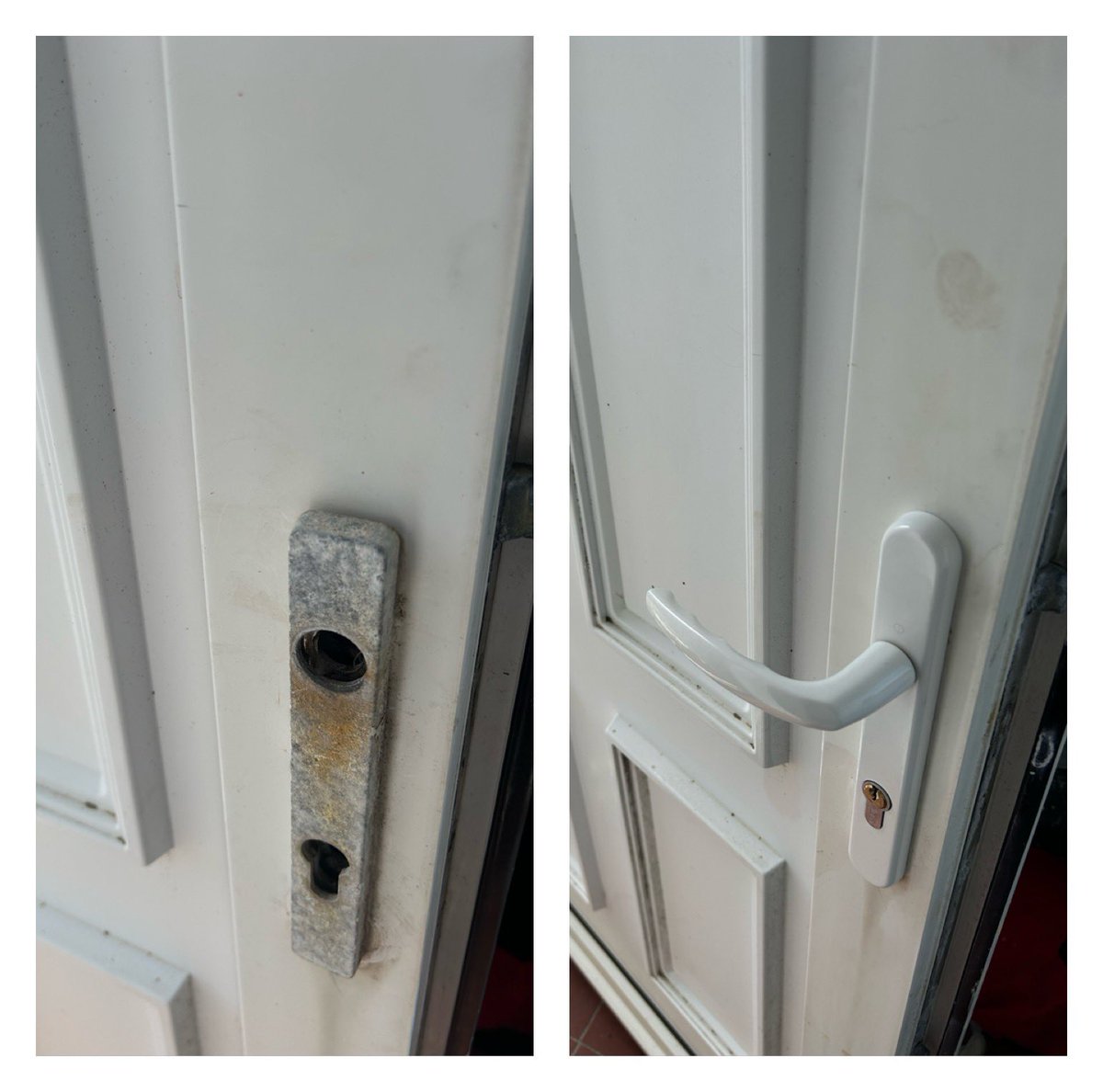Broken handles on uPVC door changed for new set with new cylinder fitted as well #carmarthenshire  #carmarthen #localbuisness #locksmithlife