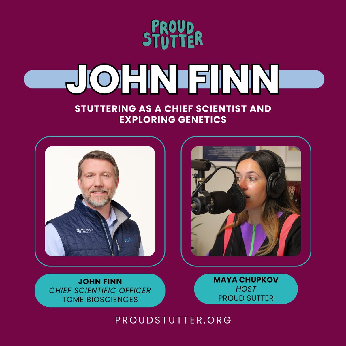 Tome Bioscience's CSO, Dr. John Finn, was a guest on the @ProudStutter podcast w/ @MayaSharona. He shares insights of his journey as a person who stutters and how his experience has influenced his scientific career. bit.ly/4brFAYL #NationalStutteringAwarenessWeek