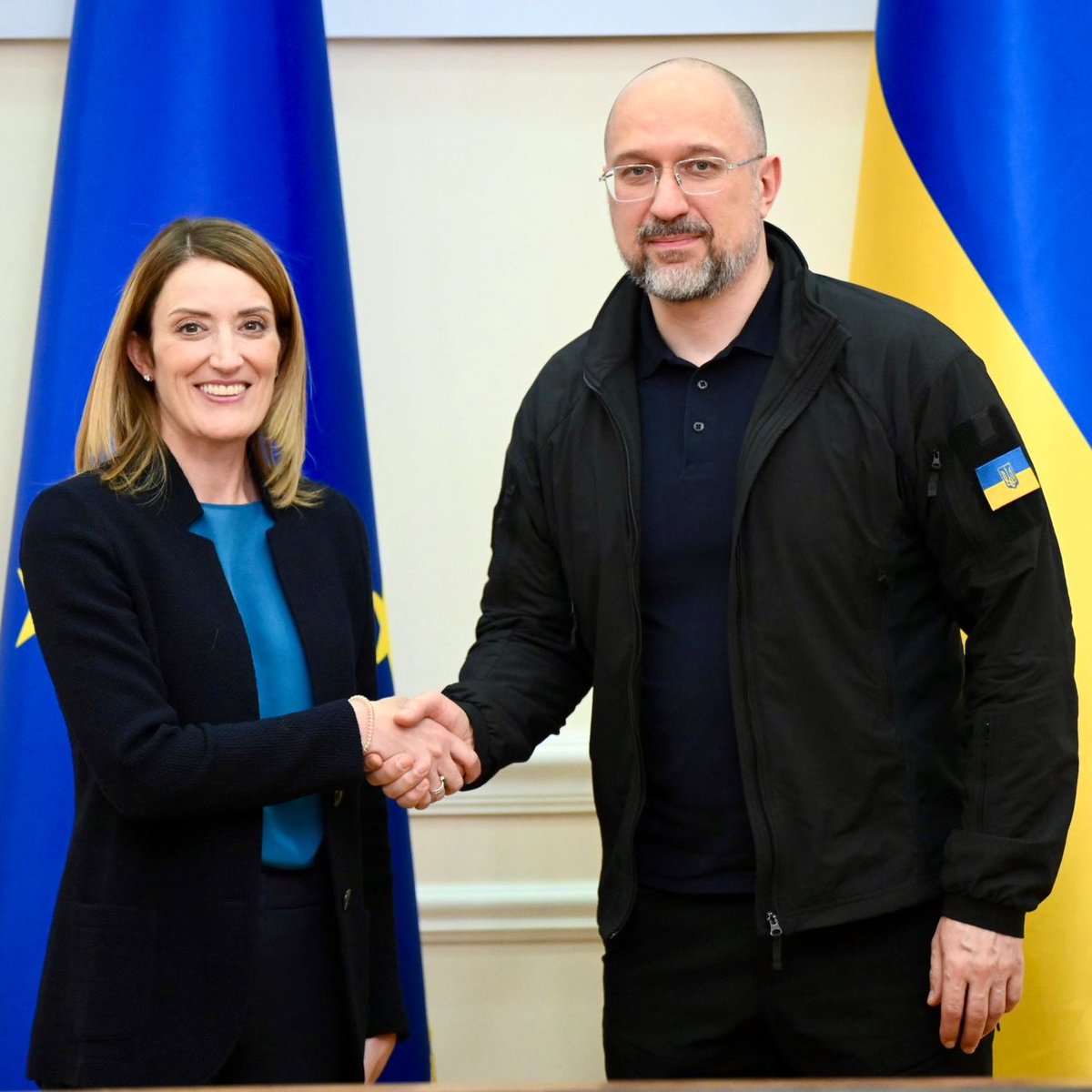 Good to be with Prime Minister @Denys_Shmyhal once again in Kyiv. Just as we were with Ukraine since day one of Russia's aggression, we will continue to support your country's European path. Towards peace, stability and freedom. For a common future. Together 🇪🇺🇺🇦