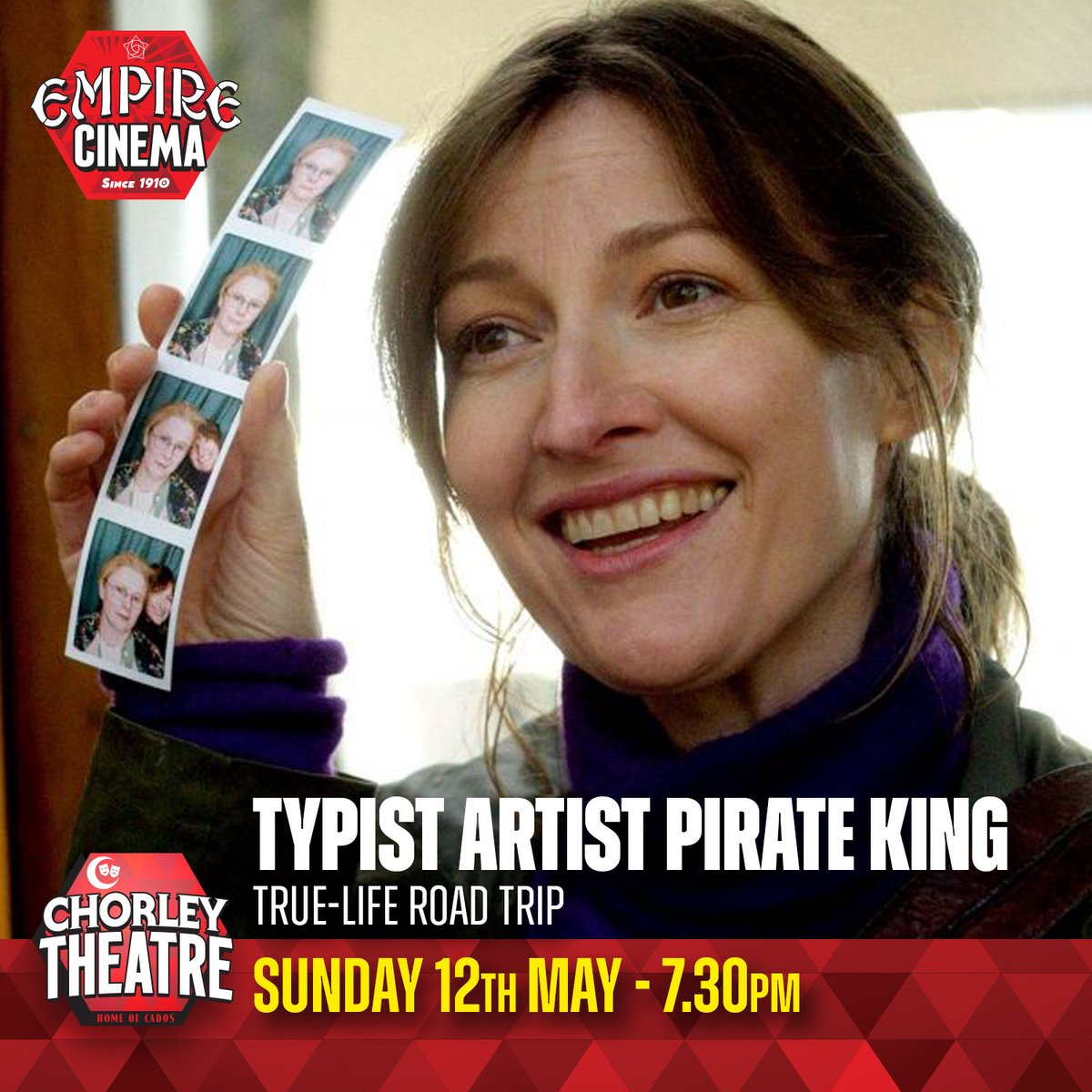 Kelly Macdonald and Gina McKee star in this Sunday’s film - a true-life road trip described as “Thelma & Louise with custard creams” Catch the funny and moving Typist Artist Pirate King on our big screen at 7.30pm ticketsource.co.uk/chorleytheatre…