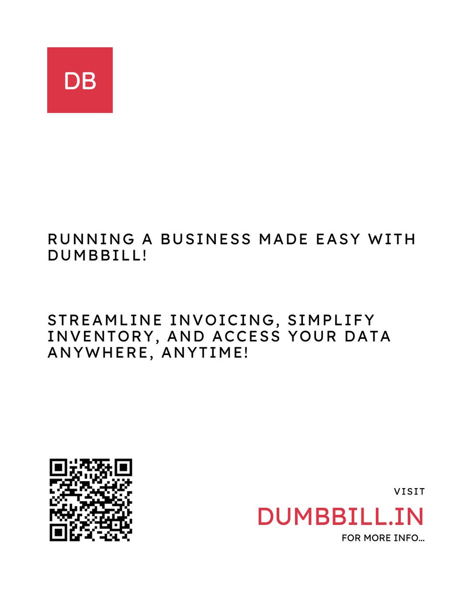 Running a business made easy with @dumbbillapp! 

Links:
Android: play.google.com/store/apps/det…
Web: app.dumbbill.in 

#DUMBBILL #invoice #simplify #instantinvoices #businessgrowth #dumbbillapp #monopolysystems #india #saas #billing #invoicing #madhyapradesh