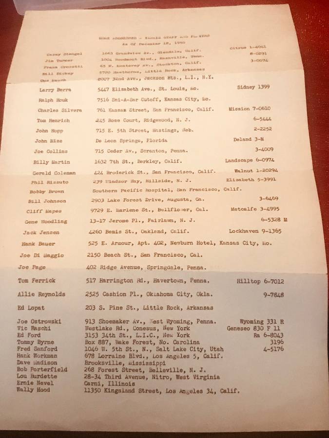 Own a piece of history with our authentic 1950 Home Addresses List featuring staff and player addresses. A rare find for any serious collector! ⚾🏠 #NewYorkYankees #Memorabilia #Collectibles #Vintage #1950s #Baseball #GainesvilleThings gainesvillethings.com/product/authen…