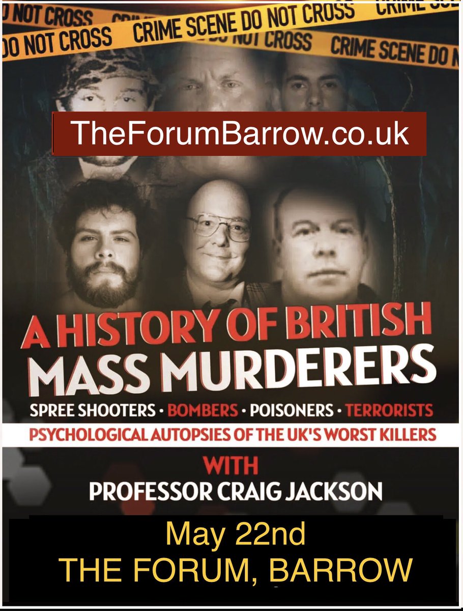 Prof Craig Jackson - (Rockstar) Lecturer 🟧 (@craigprofessor) on Twitter photo The ‘History of UK Mass Murderers’
Next Stop . . . Barrow <a href="/theforumbarrow/">The forum Barrow</a>
Tkts theforumbarrow.co.uk/event/a-histor… The ‘History of UK Mass Murderers’
Next Stop . . . Barrow <a href="/theforumbarrow/">The forum Barrow</a>
Tkts theforumbarrow.co.uk/event/a-histor…