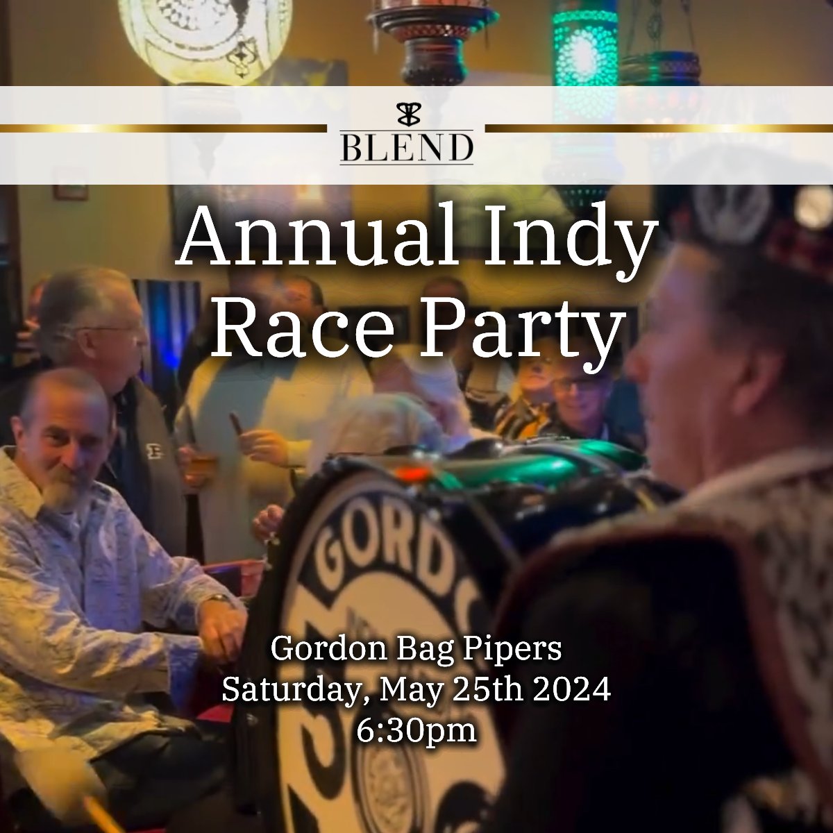 Rev up for the Annual Indy Race Party at Blend Bar Cigar Indianapolis! 🏁🎉 It's going to be an unforgettable night of excitement, music, and cigars! 🥃🎶 #blendbarcigar #IndyEvents #indy500 #indy5002024 #IndyRaceParty #GordonBagPipers #BlendBarIndy