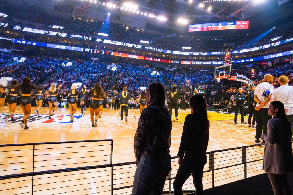 An NBA game screening at the Los Angeles location. 
