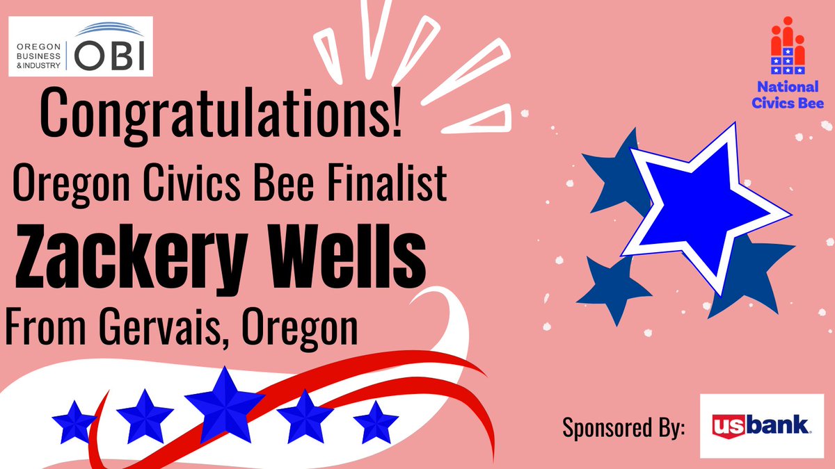 Congratulations Zackery!
#NationalCivicsBee @USCCFoundation #CivicsBuzz