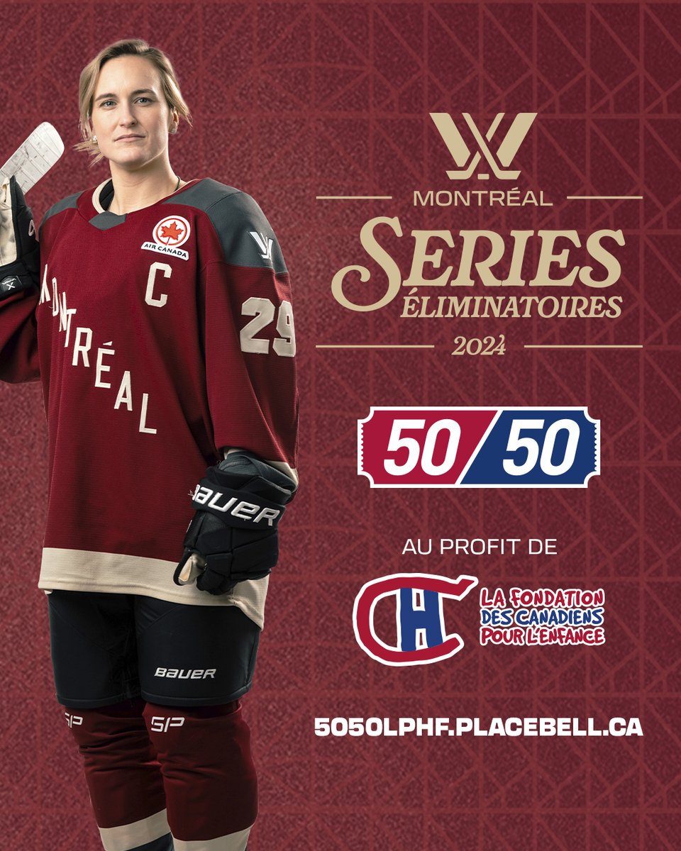 La Loterie 50/50 est de retour pour les séries éliminatoires de LPHF Montréal! Courez la chance de gagner le gros lot et promouvez l'équité dans le sport en permettant à plus de filles de s'épanouir à travers le hockey! En ligne dès maintenant → 5050lphf.placebell.ca