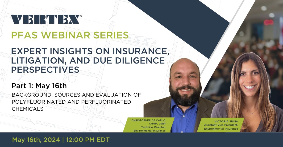 Join us for Part 1 of our PFAS webinar series! Dive into the Background, Sources, and Evaluation of PFAS with Christopher DeCarlo & Victoria Spina on May 16, 2024 at 12:00 PM EDT. Register Here: hubs.la/Q02wG8HW0 #PFAS #EnvironmentalSolutions #Litigation #WeAreVertex