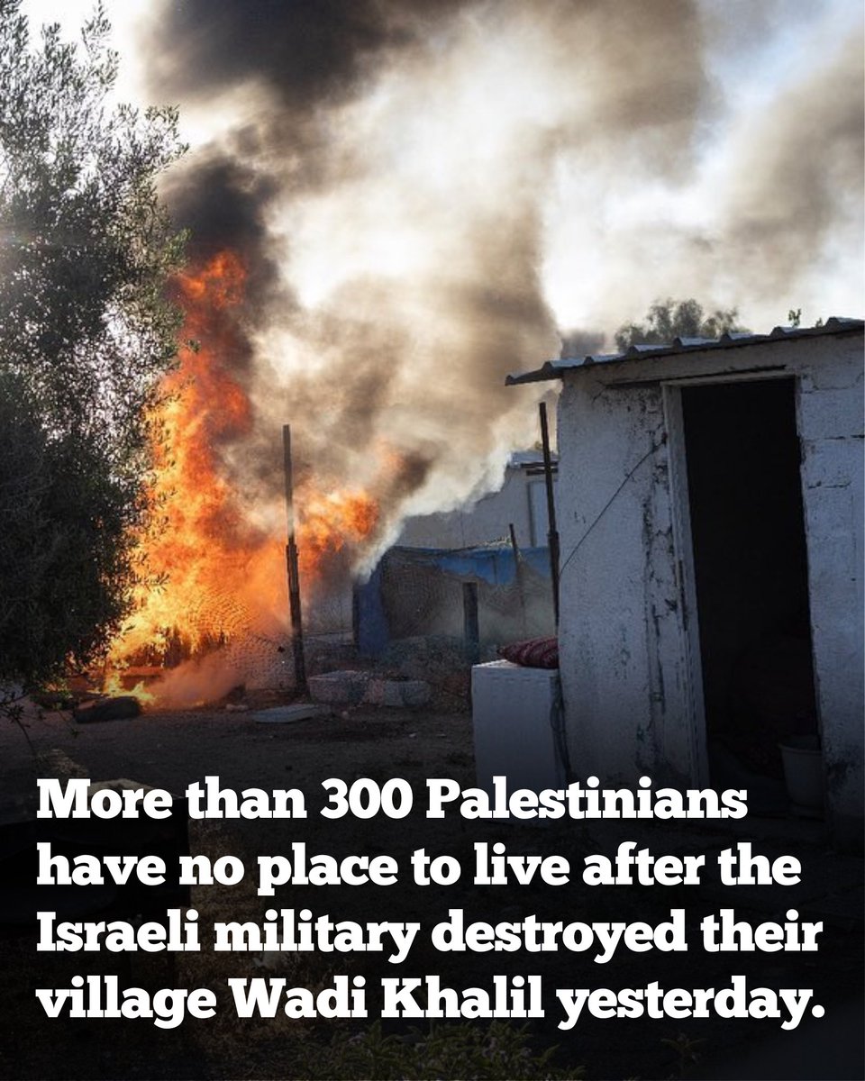Following an Israeli court ruling that defended the ethnic cleansing of the village, Israeli police and military-grade bulldozers destroyed 47 homes belonging to the same family. 🧵