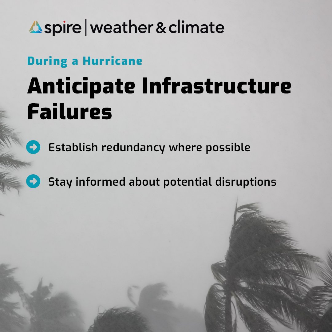 🌀 National Hurricane Preparedness Week continues! Our checklist ensures continuity, safety, and security during hurricanes. With Spire Weather & Climate, stay informed and navigate the storm safely. spire.com/weather-climat… #HurricanePrep #BusinessContinuity #InSpire