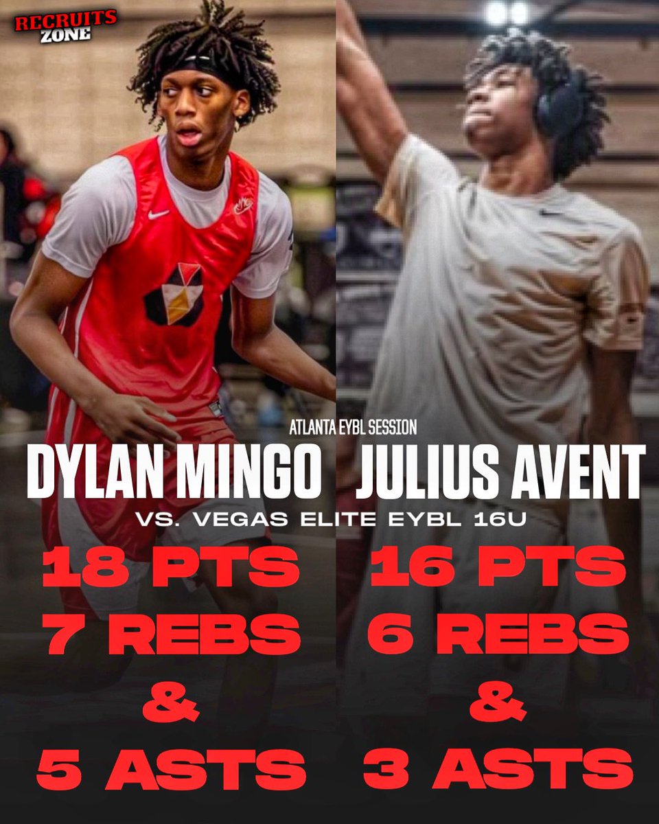 2026 4 🌟 prospects Dylan Mingo & Julius Avent put together a combined 34 points against Vegas Elite EYBL 16u. 💪🏼 Dylan Mingo finished with: • 18 PTS • 7 REBS • 5 ASTS Julius Avent finished with: • 16 PTS • 6 REBS • 3 ASTS