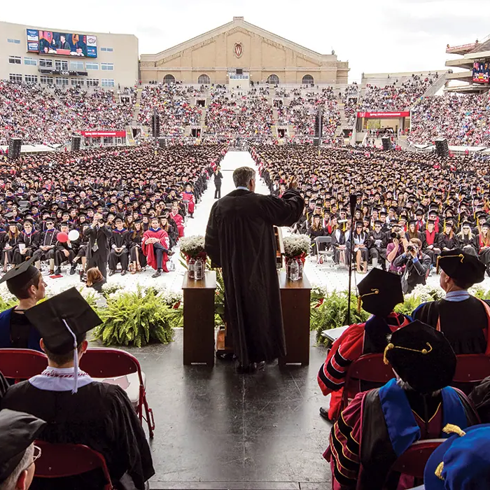 UW–Madison's commencement stage has hosted sports legends, politicians, and even astronauts. Check out @OnWisMag's look back at the notables (and quoteable) speakers to take the podium.⁠ ⁠ onwisconsin.uwalumni.com/the-speech-tha…⁠ ⁠ 📷 @OnWisMag
