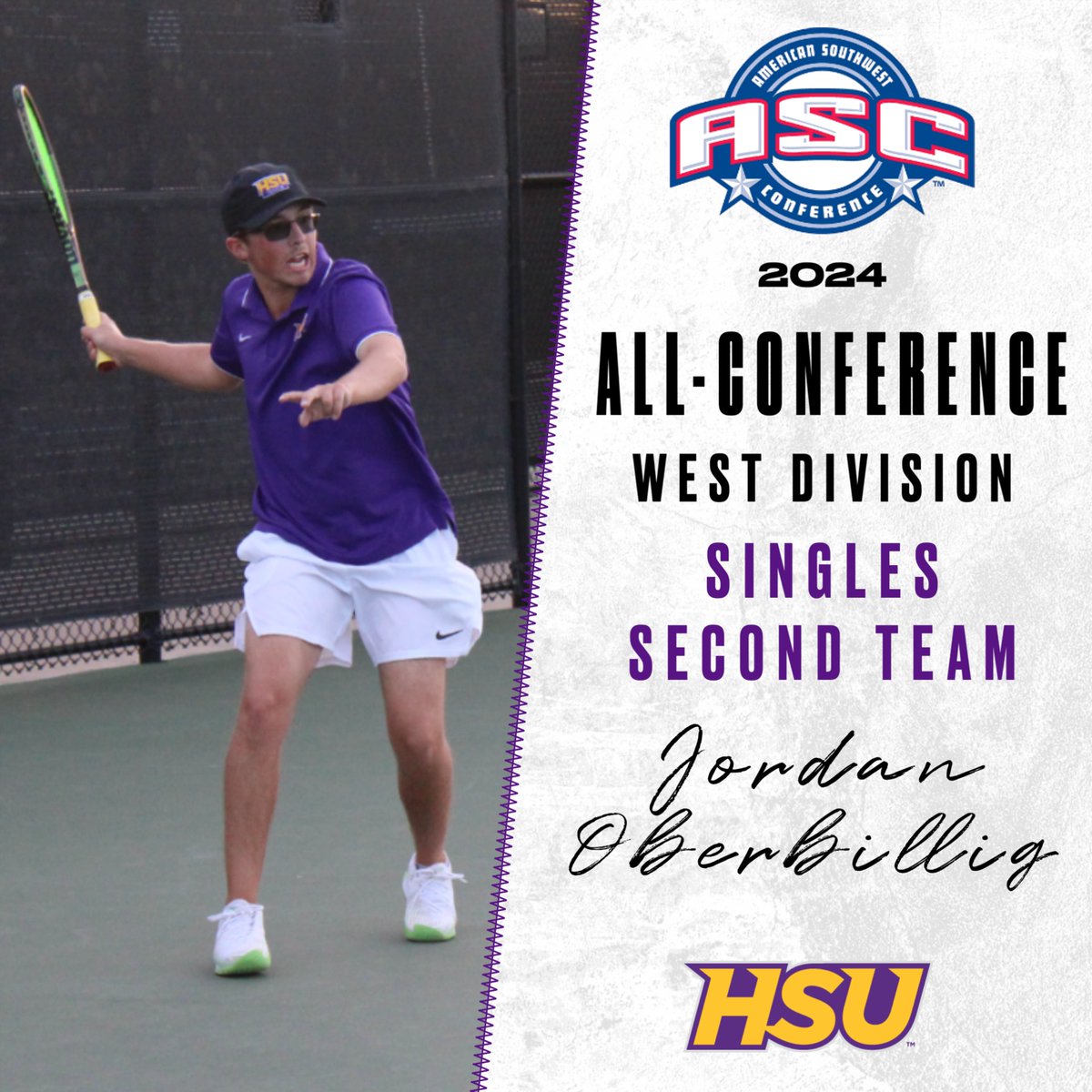 Congrats to Jordan Oberbillig for being named to the ASC West Singles Second Team! 🤠