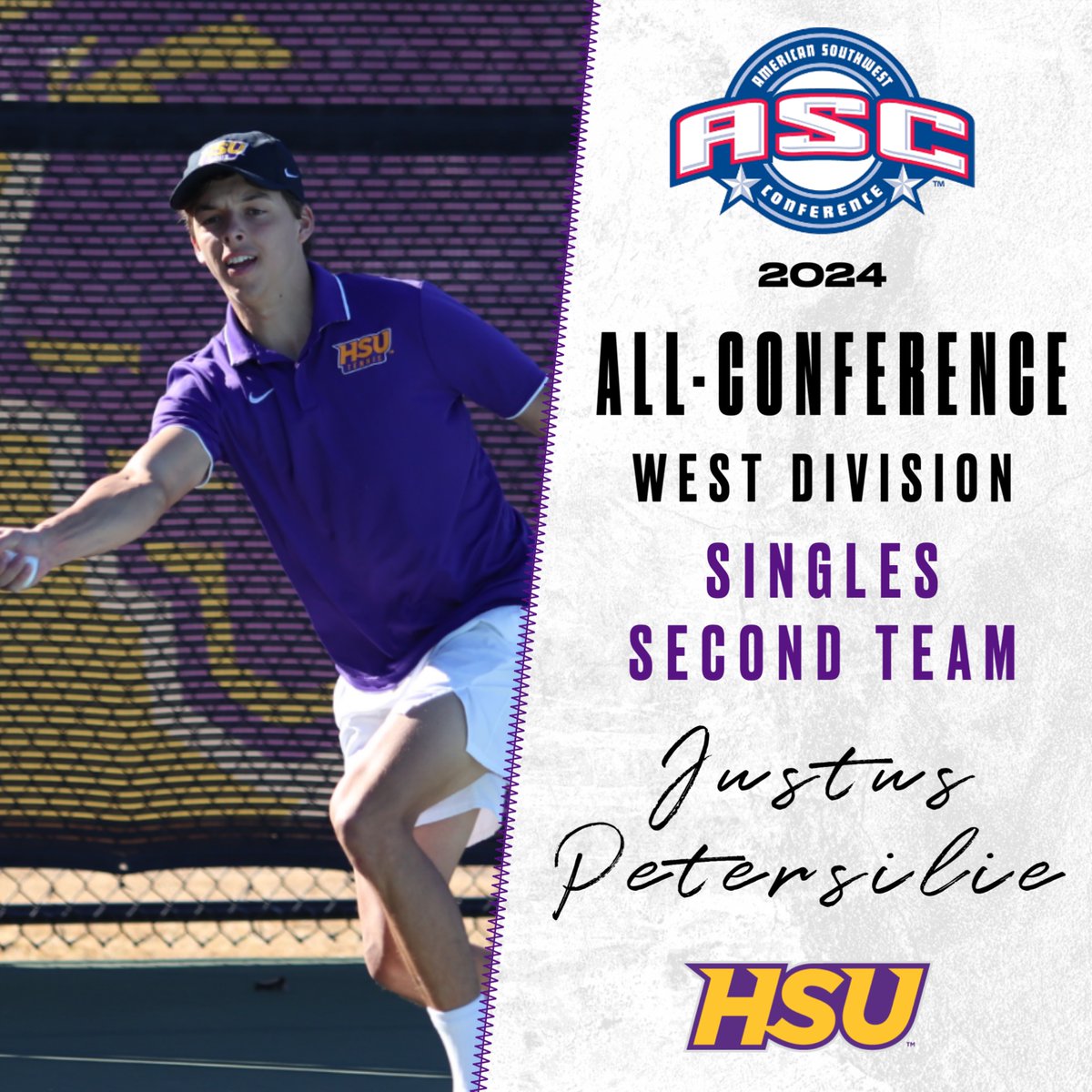 Congrats to Justus Petersilie for being named to the ASC West Singles Second Team! 🤠