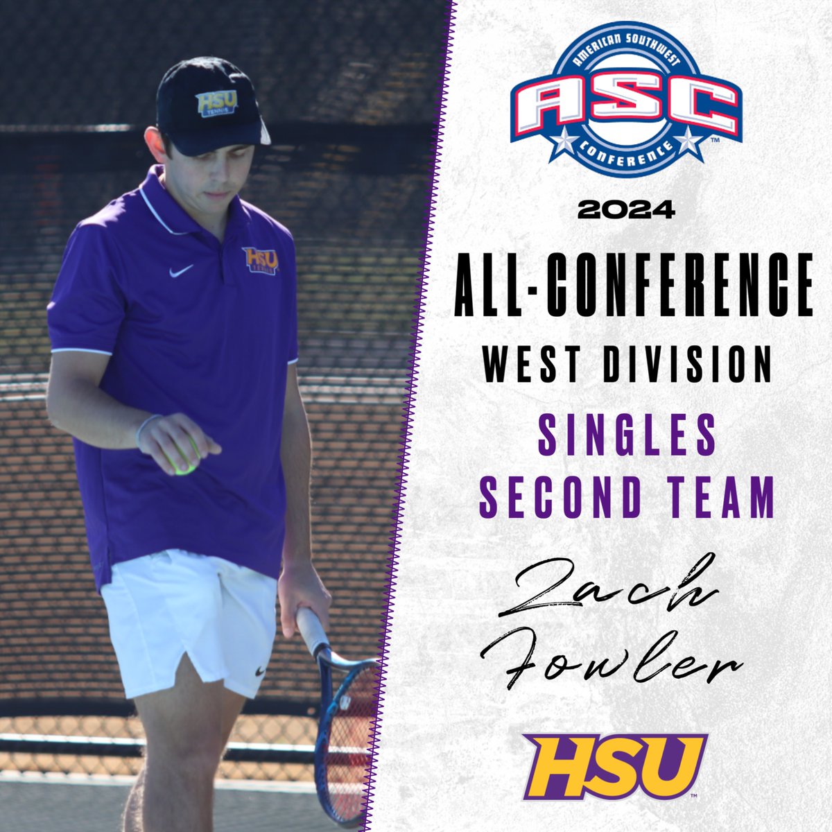 Congrats to Zach Fowler for being named to the ASC West Singles Second Team! 🤠