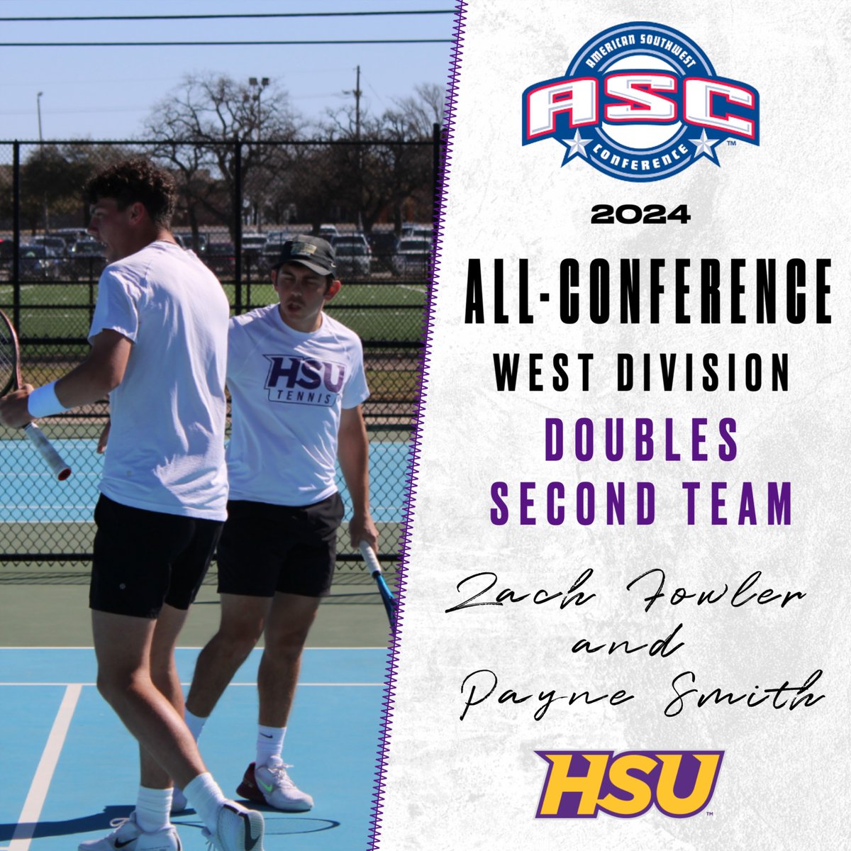 Congrats to Zach Fowler and Payne Smith for being named to the ASC West Doubles Second Team! 🤠