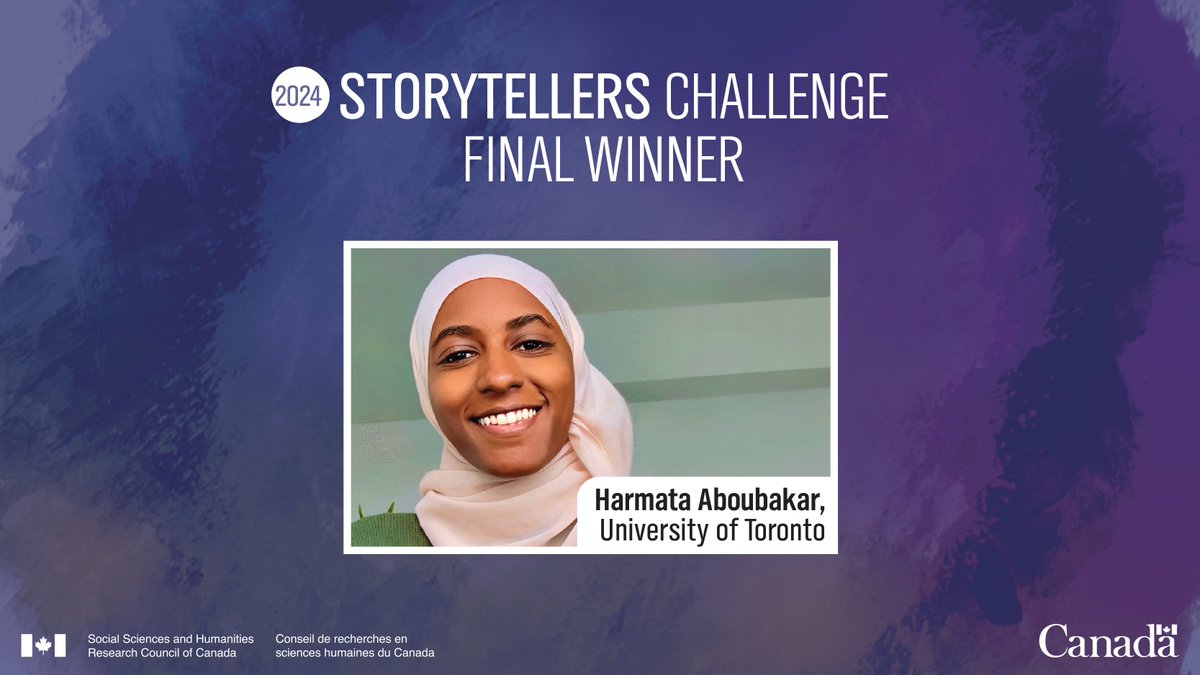 ⭐Congrats to Harmata Aboubakar of @UofT, a winner in the #SSHRCStorytellers Challenge! Watch @Harmataa’s winning submission: youtu.be/0hMFMMCvtM0?si…