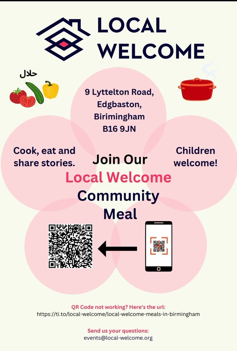 First Local Welcome meal in Birmingham on Sunday 12 May at 12:30pm at St. Augustine’s Parish Church Hall (B16 9JN). Cook, eat and make new friends. Tickets available @LocalWelcome @ACHintegrates @RestoreBefriend @nearneighbours1 @Stories_of_Home @RMCentre