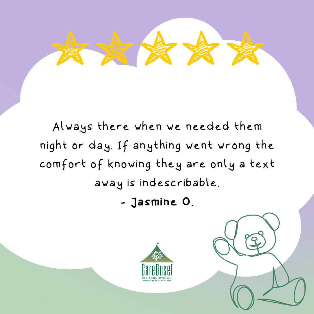 We truly appreciate every review! Thank you so much Jasmine for the kind words! 💚

#CareOuselPediatrics #5StarService #PositiveReview #ChildrensHospice