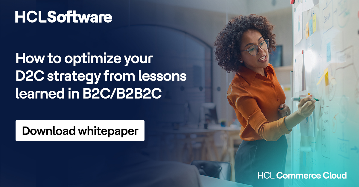 How do you optimize your D2C e-commerce strategy? 
Check out this brand new whitepaper from our commerce experts packed with
lessons learned in B2C/B2B2C. 
➡️ hclsw.co/s9t1j8
#d2c #ecommerce #directtoconsumer #unexpectedexamples