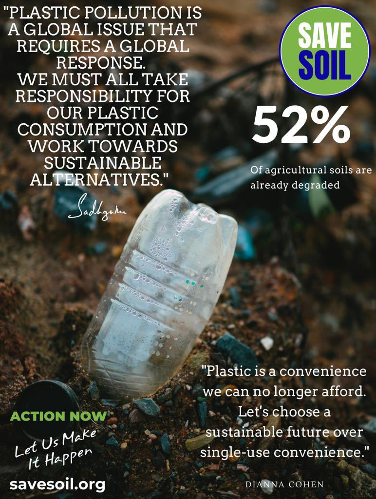 È necessario ridurre i consumi della plastica, impegniamoci per fare il possibile! #SaveSoilForClimateAction #SaveSoilFixClimateChange #ConsciousPlanet