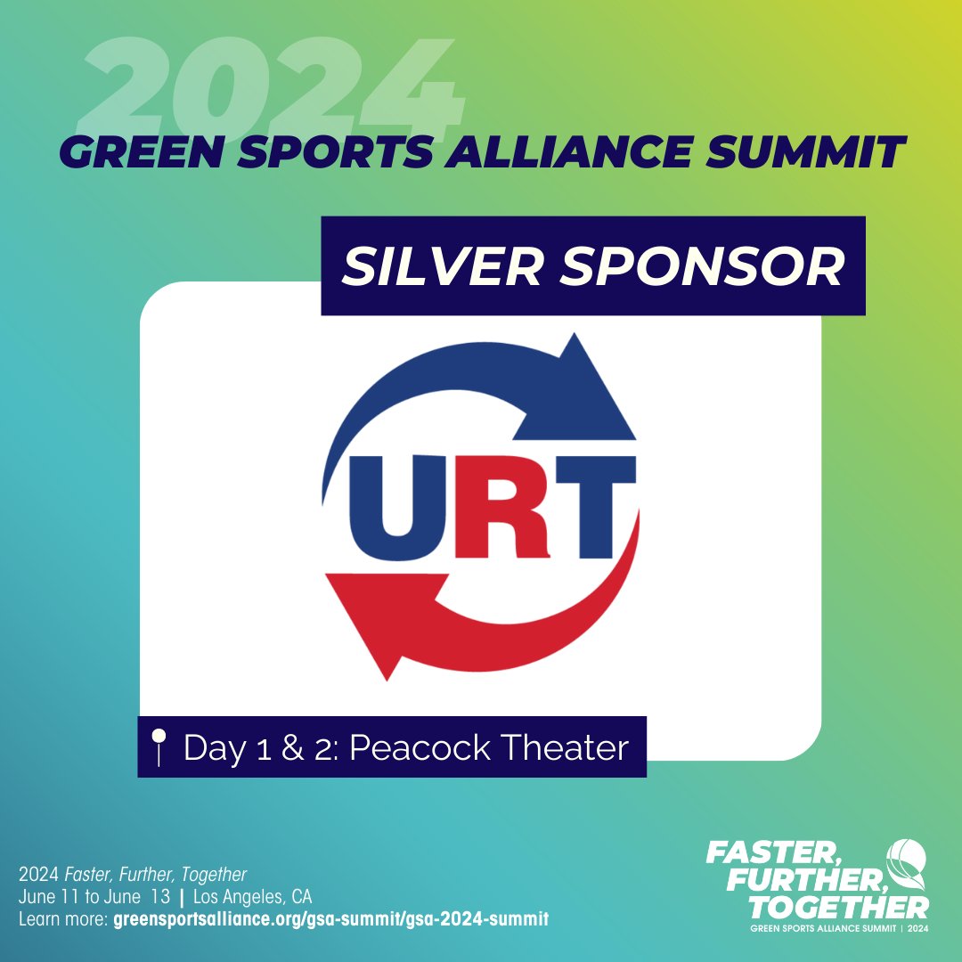 Welcome #URT as a bronze sponsor for 2024 Green Sports Alliance Summit: Faster, Further, Together. Thank you to #URT for supporting #GreenSports. We look forward to seeing you in LA. Click here to secure your ticket for #24GSASUMMIT 🔗 greensportsalliance.org/gsa-summit/202…