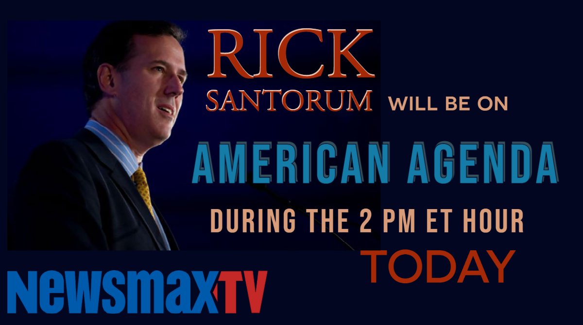 .@RickSantorum will join @BobBrooks_NMX and @KatrinaSzish at 2:50 ET to talk about Pres. Biden's interview with CNN and more. Tune in! newsmaxtv.com #Biden #CNN #Israel #economy #Newmsax