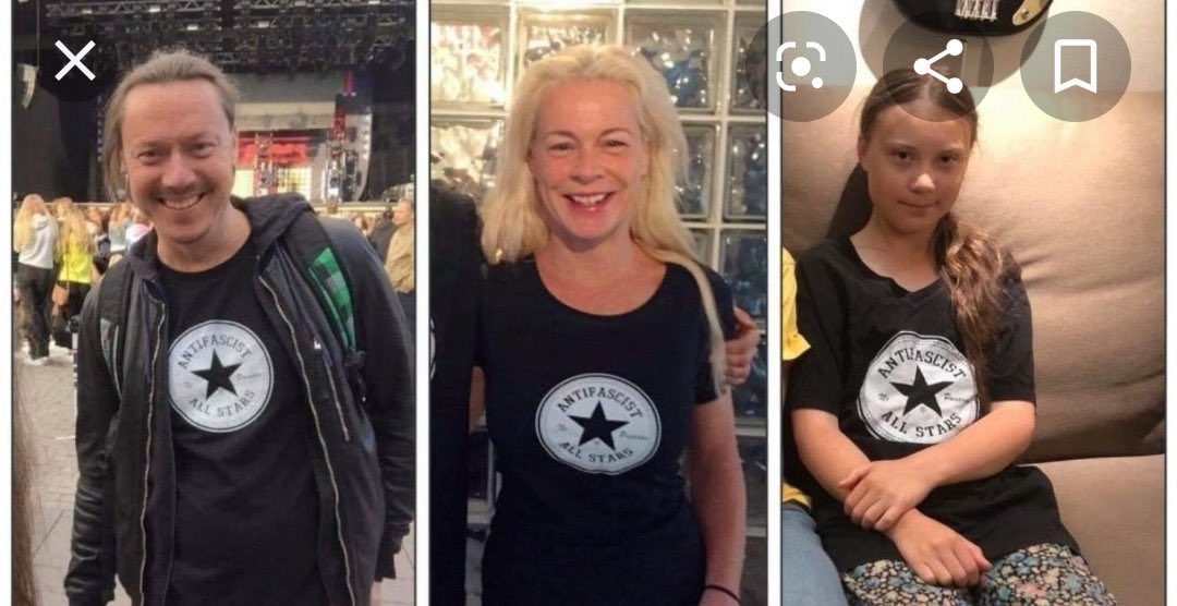 Some people are asking why Greta is attending the huge anti-Israel protest ahead of the Eurovision Song Contest in Malmö, Sweden today The answer is that she was raised that way This picture shows her & her parents wearing t-shirts of the militant far-left Antifa group 🇸🇪🇮🇱