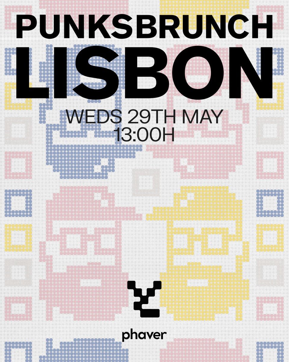 CryptoPunks (@cryptopunksnfts) on Twitter photo Punks! Come hang with the gang during <a href="/NFCsummit/">NFC SUMMIT - LISBON - JUNE 4-6 2025</a> at
🇵🇹 PUNKS BRUNCH LISBON 🇵🇹
sponsored by <a href="/yugalabs/">Yuga Labs</a>
with @phaverapp
Weds 29th May, 13:00H
<a href="/cryptopunksnfts/">CryptoPunks</a> holders can RSVP via <a href="/tokenproof/">tokenproof.xyz</a> here:
tokenproof.xyz/event/punks-br… Punks! Come hang with the gang during <a href="/NFCsummit/">NFC SUMMIT - LISBON - JUNE 4-6 2025</a> at
🇵🇹 PUNKS BRUNCH LISBON 🇵🇹
sponsored by <a href="/yugalabs/">Yuga Labs</a>
with @phaverapp
Weds 29th May, 13:00H
<a href="/cryptopunksnfts/">CryptoPunks</a> holders can RSVP via <a href="/tokenproof/">tokenproof.xyz</a> here:
tokenproof.xyz/event/punks-br…
