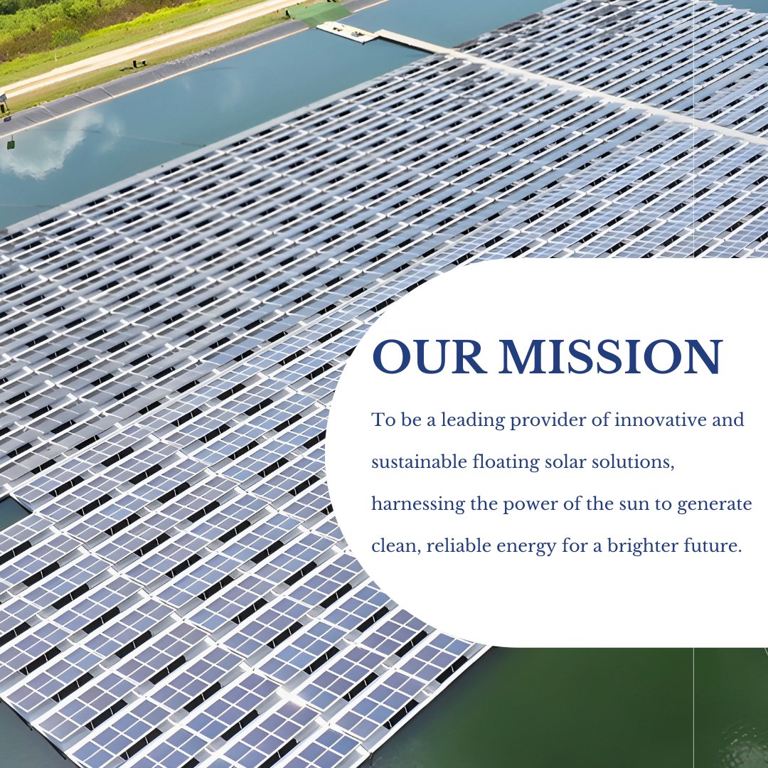 Join AccuSolar in revolutionizing renewable energy. Our mission is to be a leading provider of innovative and sustainable floating solar solutions, harnessing the power of the sun to generate clean, reliable energy for a brighter future. #accusolar #floatingsolar #ourmission