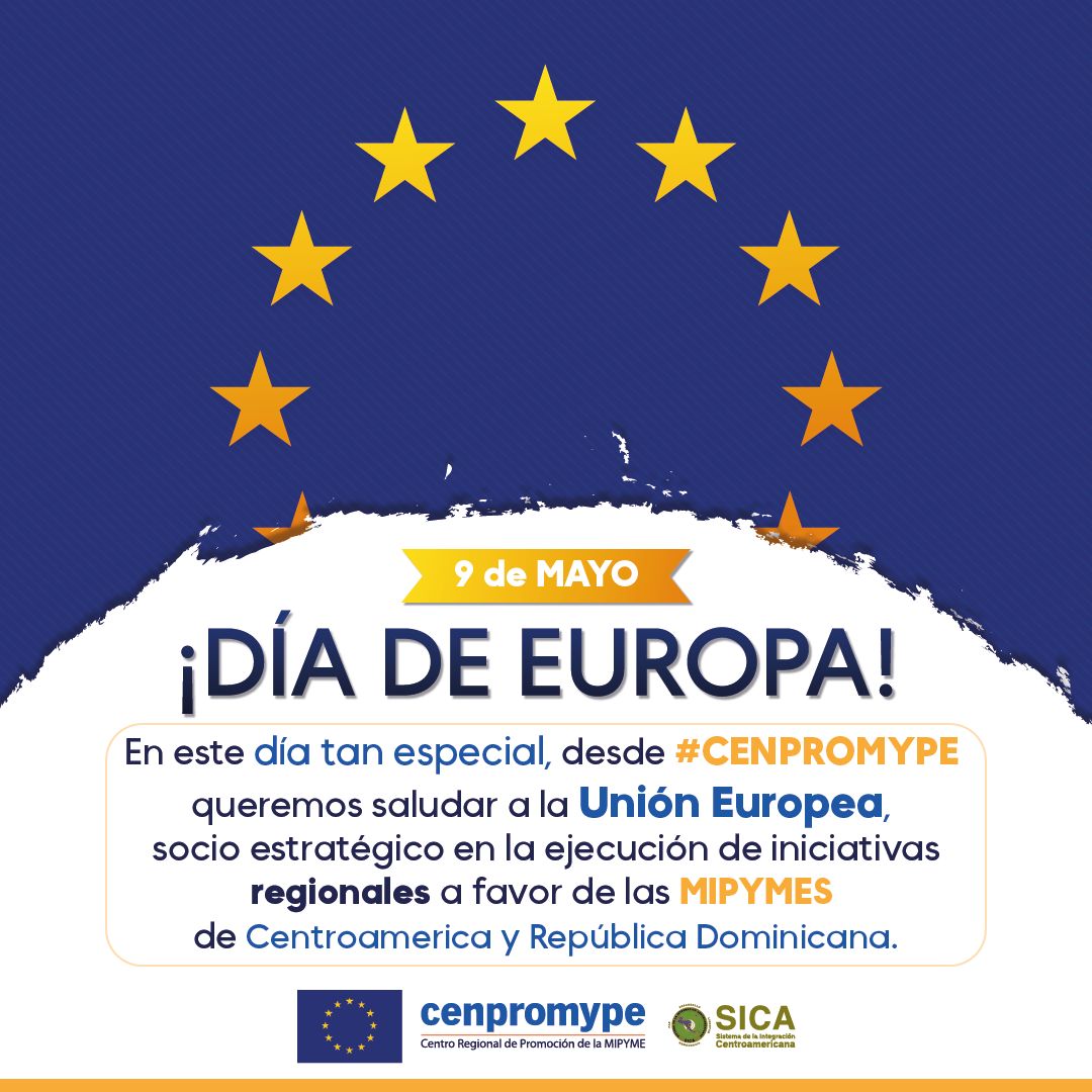 ‼️Celebramos el #DiaDeEuropa ‼️ Una fecha para celebrar la hermandad de los pueblos europeos y su apoyo a la región #SICA La Unión Europea 🇪🇺es un socio estratégico en la ejecución de iniciativas regionales a favor de las #mipymes de Centroamérica y República Dominicana