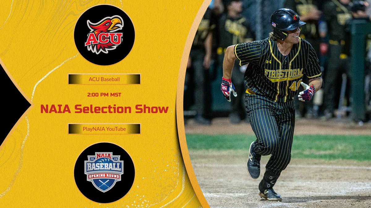 👀 NAIA BASEBALL SELECTION SHOW 👀 Find out if your Firestorm are selected to the 2024 NAIA Baseball Opening Round by tuning into youtube.com/@PlayNAIA at 2 PM MST! A national championship berth would be ACU Baseball's first since 2019.