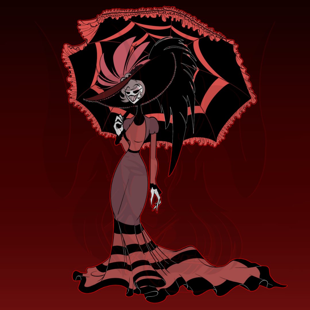 Despite what happened yesterday, gonna share this pin design that was supposed to be part of the KS, now will be a future pre-order at some point.  I really enjoy drawing ruffles but too many, and it puts me to sleep.

#HazbinHotel