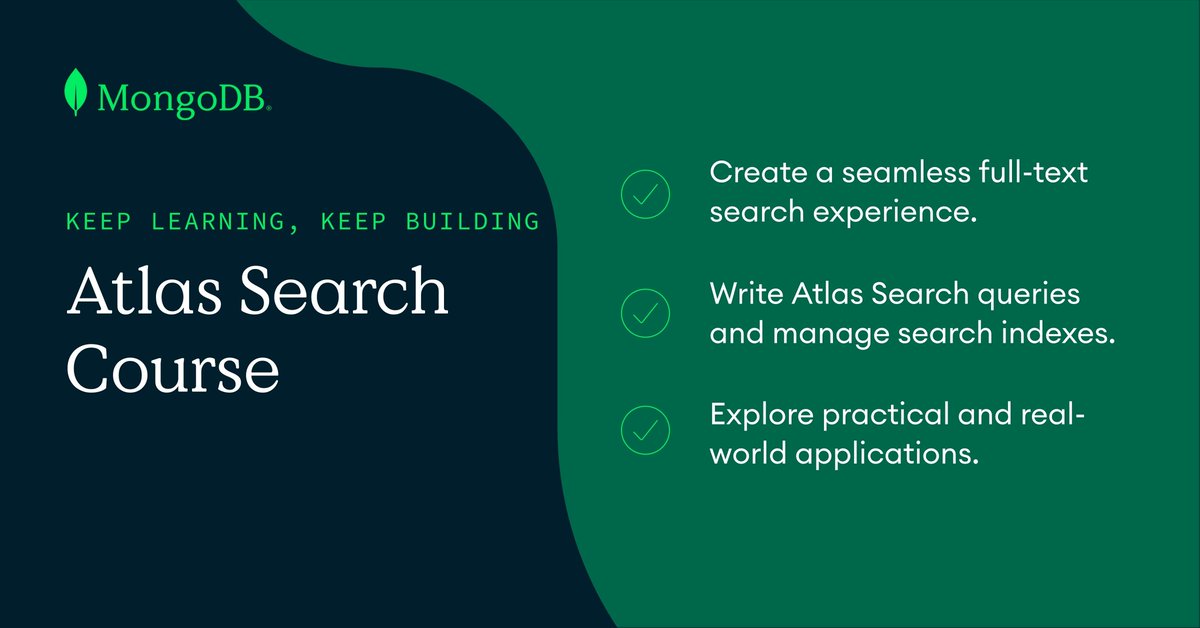 🔎 Search made easy! Dive into our course at @MongoDB University to learn advanced Atlas Search tricks like compound operators and fuzzy search. Perfect for anyone curious about optimizing search experiences. mongodb.social/6017jsvDF