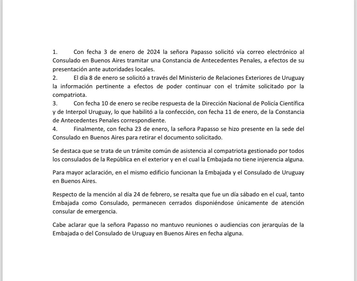 2/2 se recabó la siguiente información sobre la presencia de la compatriota en el Consulado en Buenos Aires: